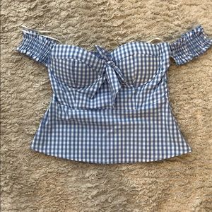 Blue Gingham strapless top from LF Stores